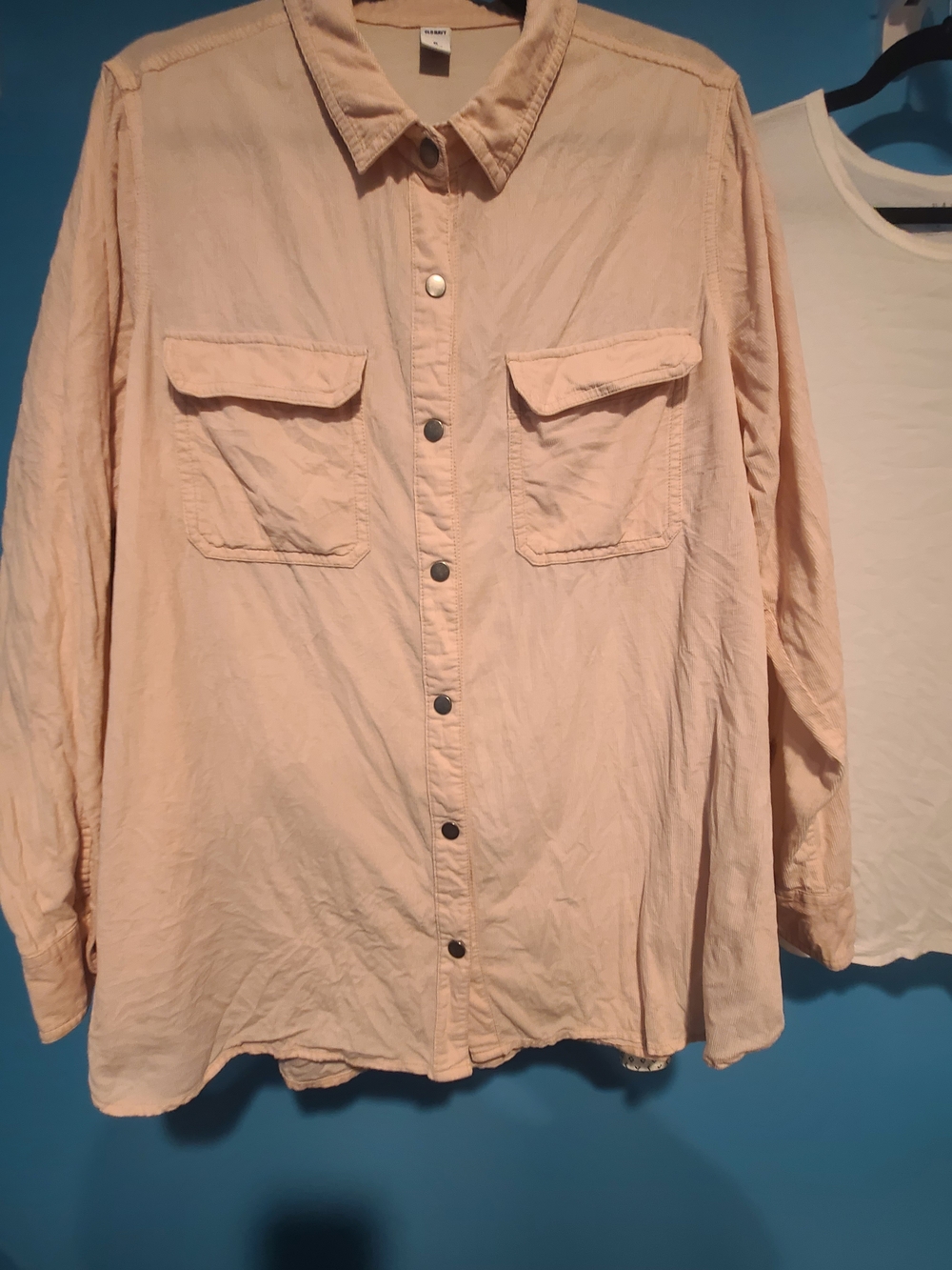 Old Navy Women's Pale Pink Baby Corduroy Snap Front Shirt
